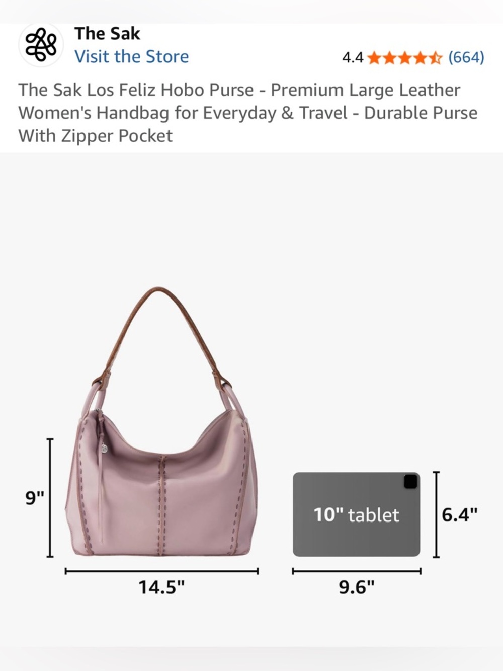The Sak Leather Shoulder Bag in Rosewood with Tan Strap - Picture 8 of 9